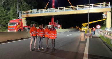 ASFINAG Verkehrszeichenbrücke aus Holz