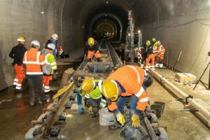 Koralmtunnel Arbeiten Gleistragplatten ÖBB