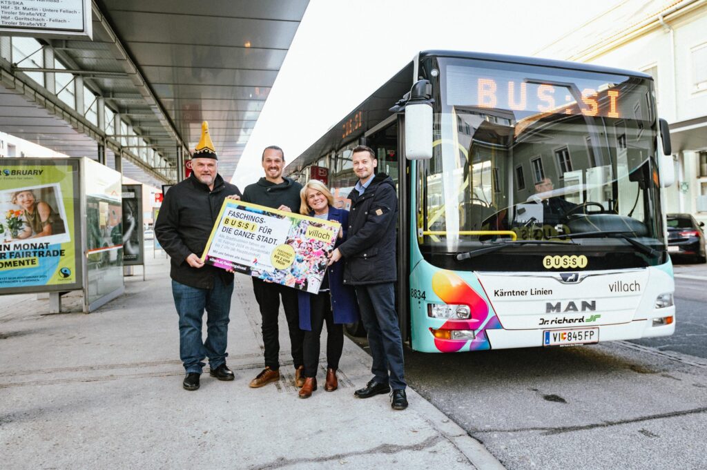 Nach dem Erfolg des Kirchtags-BUS:SIs im Vorjahr verkehrt diesen Faschingssamstag in Villach der Faschings-BUS:SI bis 2 Uhr morgens