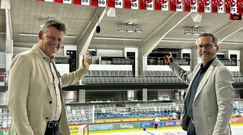 KAC-Erfolge sichtbar gemacht: Meisterbanner in der Heidi Horten Arena