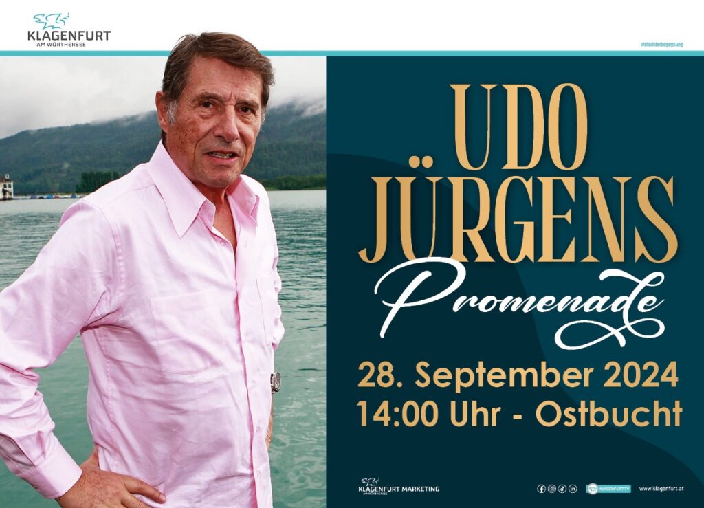 Zwei Tage vor seinem 90. Geburtstag erhält Udo Jürgens in Klagenfurt eine besondere Ehrung: die Eröffnung der Udo-Jürgens-Promenade am Metnitzstrand