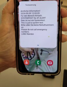 AT-Alert: So sieht die Testmeldung auf dem Handy aus.