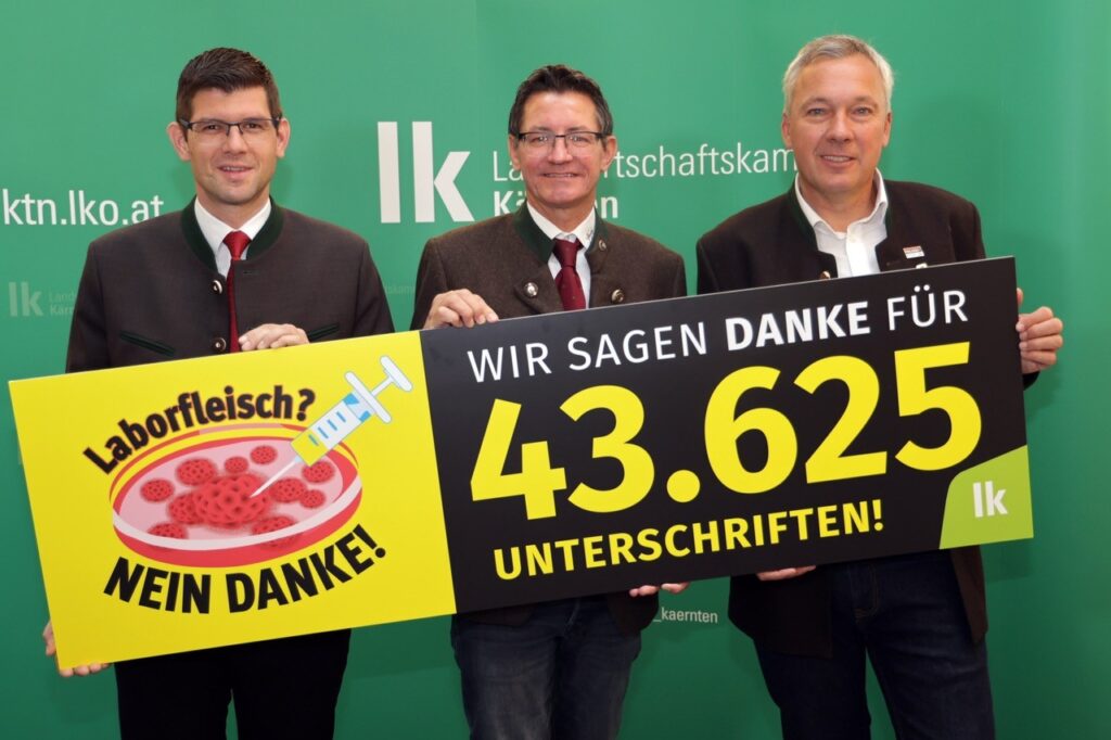 LK Kärnten sammelt 43.625 Unterschriften gegen Laborfleisch